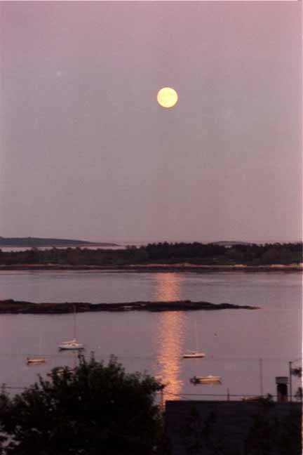 The moon rises over Hope Island